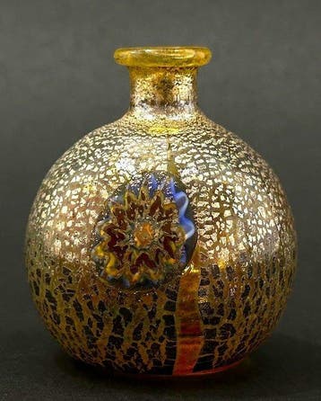 Vasetto Vintage di Murano – Foglia Oro Sommersa e Murrine