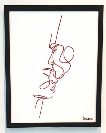 Liesens - Kiss me quick (Handpainted on white canvas met