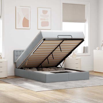 vidaXL Bed met matras 140x190 cm stof lichtgrijs, Verzenden, Nieuw, Tweepersoons, 140 cm