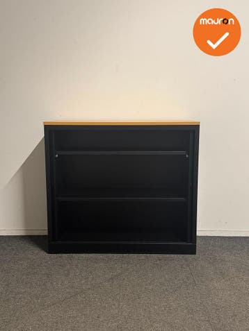 Basic - Roldeurkast - 108x120x45 cm - Zwart - Beuken blad, Werkplek, Ophalen of Verzenden, Gebruikt, Kast
