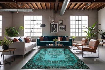 Turkoois vintage - Vloerkleed - 275 cm - 160 cm - met, Huis en Inrichting, Nieuw