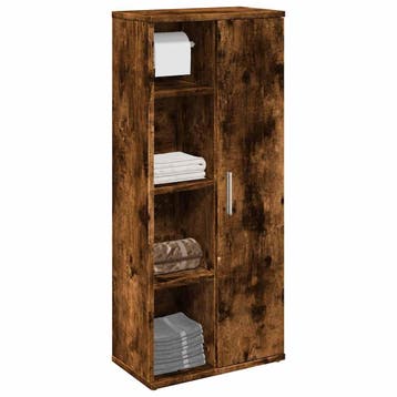 vidaXL Badkamerkast met rolhouder 39x22x90 cm gerookt, Verzenden, Nieuw, (Half)hoge kast