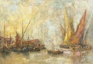 Andre Guerin Le Guay (1872-1945) - Grand tableau huile sur, Antiek en Kunst