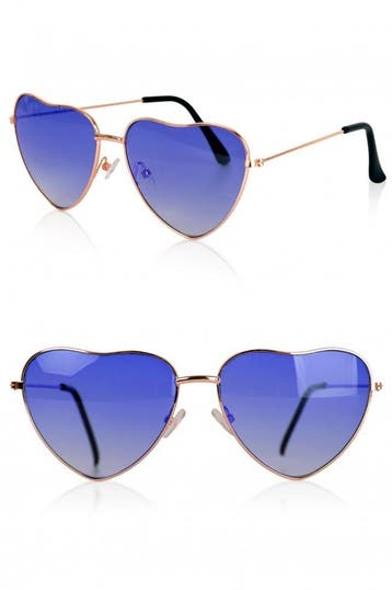 Blauwe Hartjesbril met gouden frame, Hobby en Vrije tijd, Ophalen of Verzenden, Nieuw