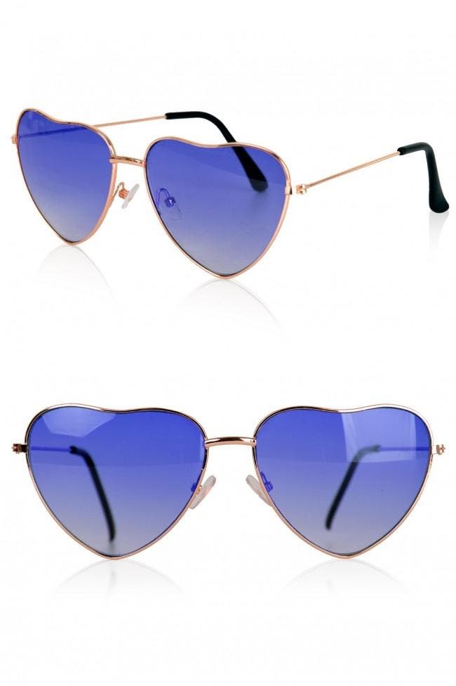 Blauwe Hartjesbril met gouden frame, Hobby en Vrije tijd, Feestartikelen, Nieuw, Ophalen of Verzenden