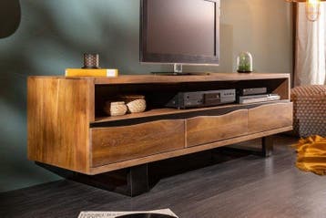 Massief tv-meubel MAMMUT 160 cm lowboard met metalen, Huis en Inrichting, Kasten | Televisiemeubels, Ophalen of Verzenden, Nieuw