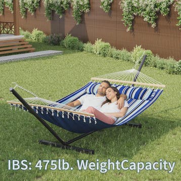 Dubbele Hangmat met Standaard - Ruim, Comfortabel & Draagbaa, Tuin en Terras, Hangmatten, Verzenden, Nieuw