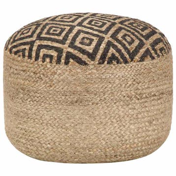 vidaXL Poef handgemaakt 45x30 cm jute zwart, Verzenden, Nieuw