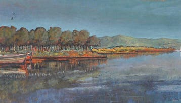 Italiaanse school (XX) - Paesaggio con imbarcazioni