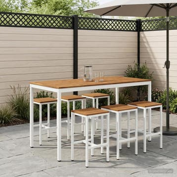 vidaXL Tuinbar Tafel NAARDEN Natuurlijk en Wit 180 x 88,5 x, Tuin en Terras, Verzenden, Nieuw