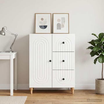 vidaXL Dressoir met lade Hoogglans Wit 66 x 34,5 x 90 cm, Verzenden, Nieuw, Overige houtsoorten, Minder dan 50 cm
