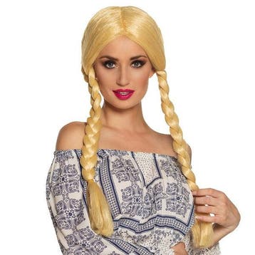 Pruik Natascha blonde lange vlechten, Verzenden, Nieuw