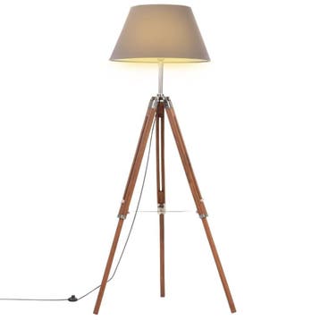 Vloerlamp driepoot | Teakhout | Retourdeal 60% Korting, Huis en Inrichting, Lampen | Vloerlampen, 100 tot 150 cm, Ophalen of Verzenden