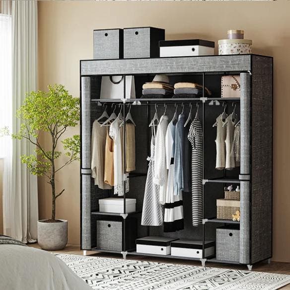 Stoffen Kledingkast met 3 Roedes en 9 Vakken – Vrijstaand, Huis en Inrichting, Kasten | Kledingkasten, Nieuw, Verzenden