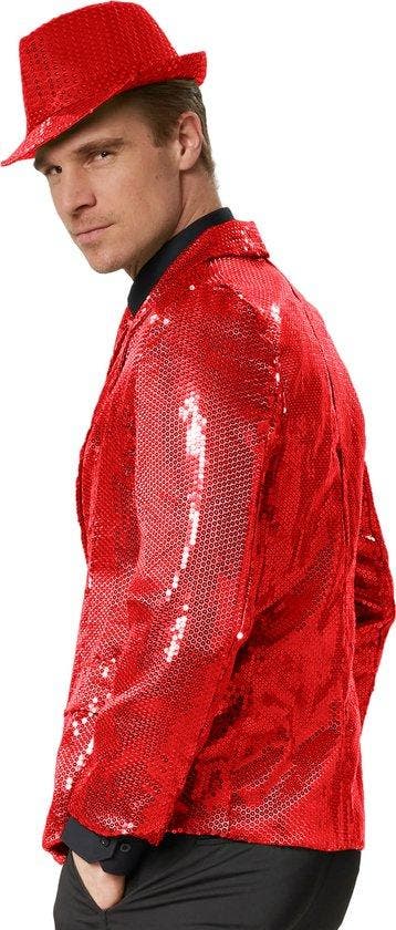 2dekans | dressforfun - Paillettenjas heren rood L -, Tectake, Ophalen of Verzenden, Zo goed als nieuw