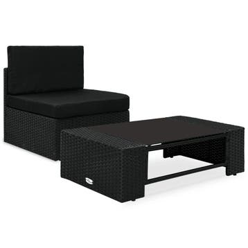 vidaXL 2-delige Loungeset poly rattan zwart, Verzenden, Nieuw, Loungeset