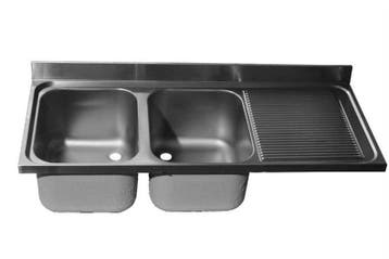 Spoeltafelblad RVS | dubbele spoelbak | 160x70x40 cm, Verzenden, Nieuw in verpakking