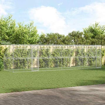 vidaXL Hondenhok 4 st zilver 8 x 2 x 2 m Verzinkt staal, Verzenden, Nieuw