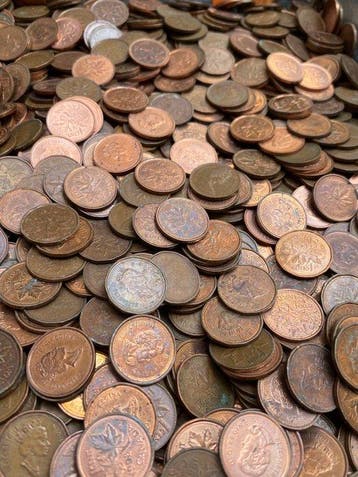 Canada. 1 Cent Lot de 1,5 Kg - Penny Élisabeth II (Zonder, Postzegels en Munten