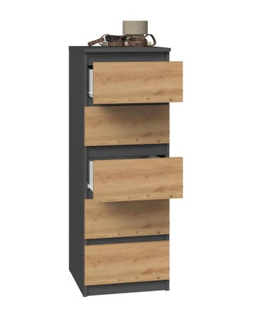 Ladenkastje met 5 lades antraciet eiken W5 Antraciet eiken, Minder dan 50 cm, 5 laden of meer, Verzenden, 100 tot 150 cm