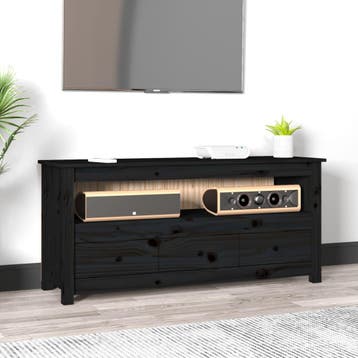 vidaXL Tv-meubel 114x35x52 cm massief grenenhout zwart, Huis en Inrichting, Kasten | Televisiemeubels, 100 tot 150 cm, Verzenden