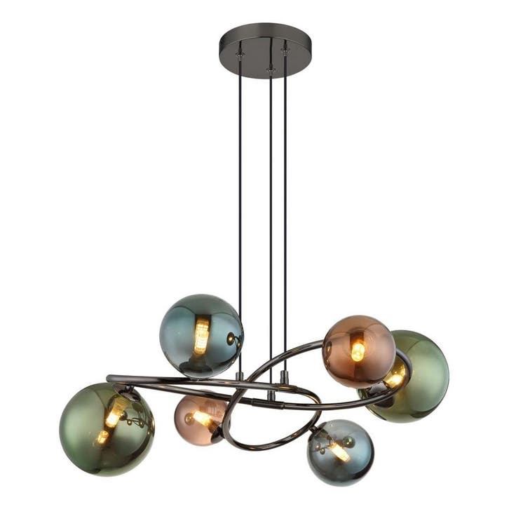 Hanglamp RIHA 65 cm 6-lichts Grijs, Huis en Inrichting, Lampen | Hanglampen, Nieuw, Metaal, 75 cm of meer, Ophalen of Verzenden