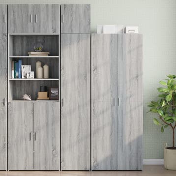 vidaXL Opbergkast smal 40x42,5x225 cm bewerkt hout grijs, Verzenden, Nieuw, Minder dan 25 cm, Minder dan 100 cm