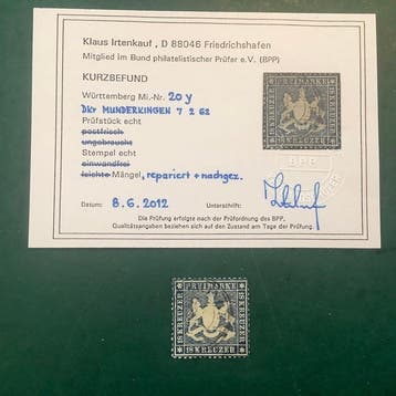 Württemberg 1862 - 18 Kreuzer wapenschild met stempel, Gestempeld