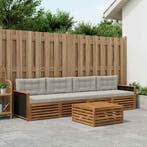 vidaXL Buiten bankenset 5 pcs Naturel en lichtgrijs Massief, Huis en Inrichting, Verzenden, Nieuw