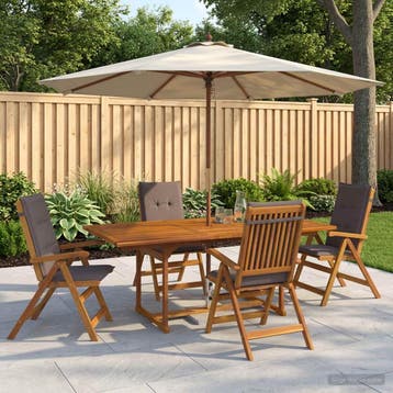 vidaXL 5-delige tuin eetset Naturel Massief Acaciahout, Verzenden, Nieuw