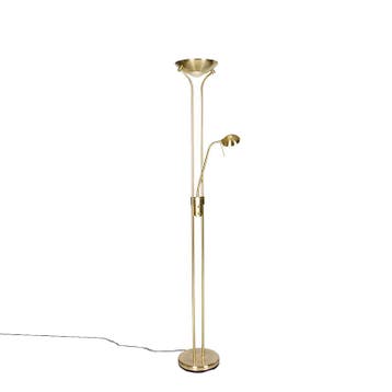 Moderne vloerlamp messing met leeslamp incl. LED dim to, Huis en Inrichting, Lampen | Vloerlampen, Verzenden, Nieuw, Modern