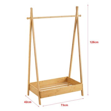 [en.casa] Kledingrek Sola 126x73x42 cm bamboe houtkleurig, Verzenden, Nieuw