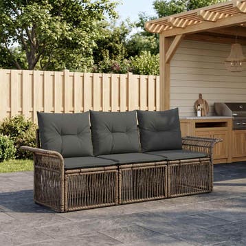 vidaXL Tuinbankenset 3 st Grijs poly rattan, Tuin en Terras, Verzenden, Nieuw, 3 zitplaatsen