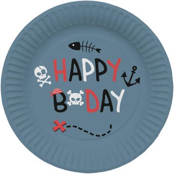 Borden Pirate Party Happy Bday 23 cm (8st), Ophalen of Verzenden, Nieuw