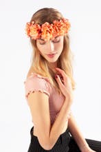 Bloemenkrans Haar Hibiscus Oranje Hawaii Bloemen Haarband Di, Ophalen of Verzenden, Nieuw, Carnaval, Accessoires