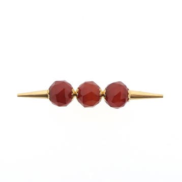 Vintage gouden broche met carneool, Gebruikt, Ophalen of Verzenden, Met edelsteen, Goud