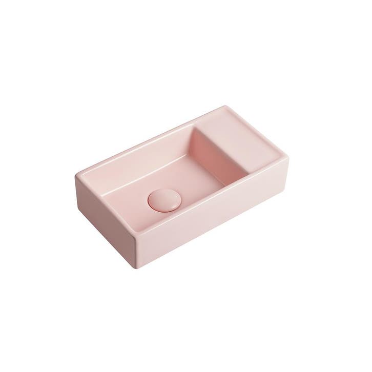 Fontein Ora 41x22x10cm mat roze inclusief afvoerplug rechts, Doe-het-zelf en Verbouw, Sanitair, Verzenden