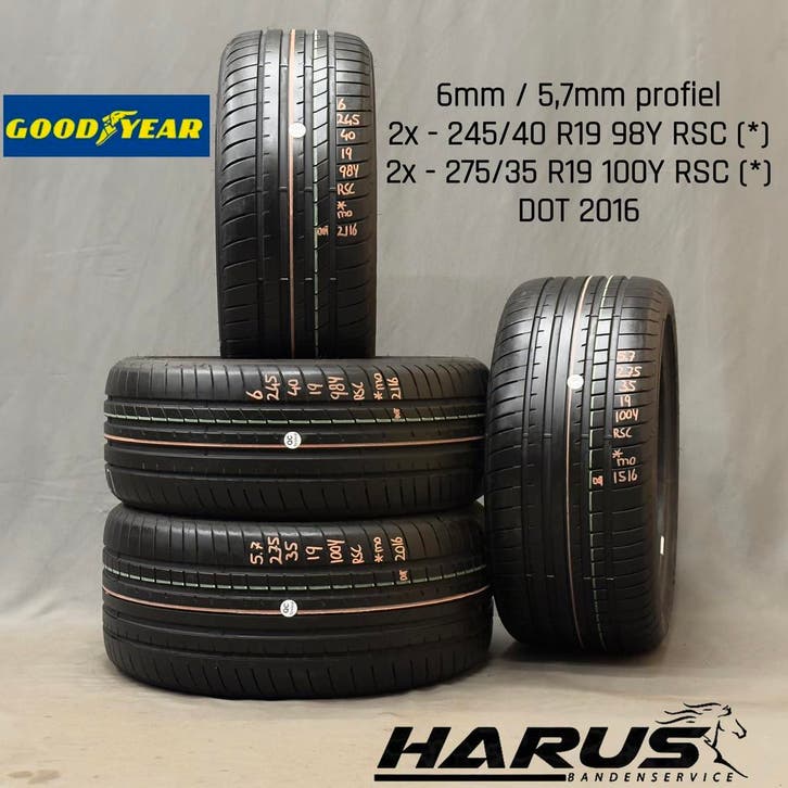 245/40/19 275/35/19 Goodyear zomerbanden 6/5,7mm profiel 4X, Auto-onderdelen, Banden en Velgen, 19 inch, Erkend duurzaam, Zomerbanden
