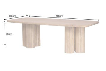 Eettafel ART DECO 240 cm mangohout naturel - 47604, Huis en Inrichting, Tafels | Eettafels, Ophalen of Verzenden, Nieuw