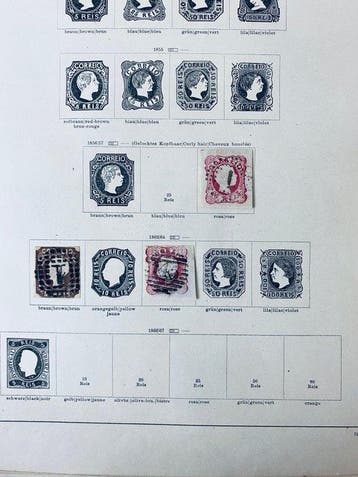 Spanje - Collectie Spanje en Portugal op oude Albumbladen, Postzegels en Munten, Gestempeld