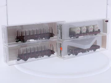 Schaal H0 Fleischmann 5223 K, 5223 K, 5230 en 5257 platte..., Gelijkstroom, Fleischmann, Overige typen, Nieuw