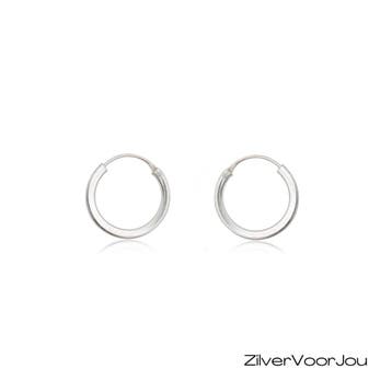 Zilveren oorringen 20 mm 1,5 mm vierkante buis, Verzenden, Nieuw, Zilver