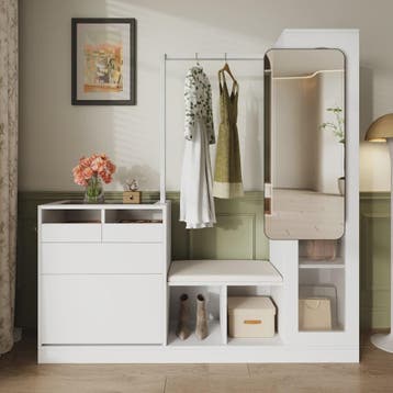 6-in-1 Entree Meubel: Kapstok, Schoenenkast, Zitbank & Vitri, Huis en Inrichting, Woonaccessoires | Kapstokken, Verzenden, Nieuw