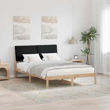 vidaXL Bedframe Bruin en zwart 150 x 200 cm Massief, Bruin, Verzenden, Hout, Nieuw
