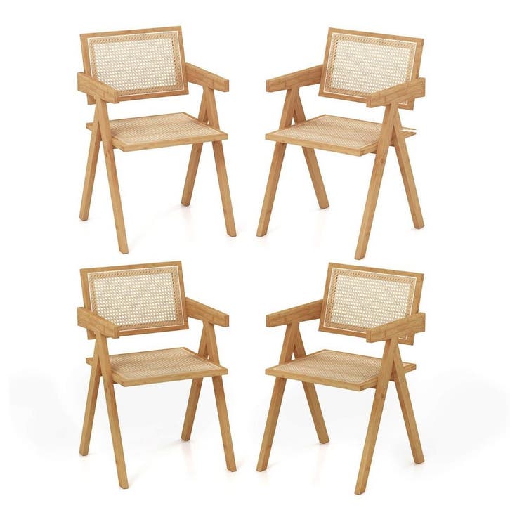 2dekans | Coast 4-Delige Set Eetkamerstoelen van Bamboe &, Huis en Inrichting, Stoelen, Zo goed als nieuw, Ophalen of Verzenden
