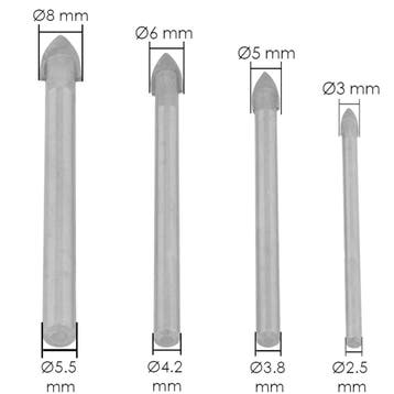 Benson Glasboorset - Voor glas, spiegels en tegels - 4 ma..., Doe-het-zelf en Verbouw, Gereedschap | Boormachines, Ophalen of Verzenden