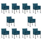 Set van 10 Leren eetkamerstoelen More - Hermes Turquoise, Huis en Inrichting, Stoelen, Ophalen of Verzenden, Nieuw, Leer