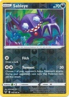 Sableye 105/185 reverse holo Vivid Voltage, Ophalen of Verzenden, Nieuw, Losse kaart, Foil