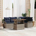 vidaXL Tuin Sofa Set met opslag 6 pcs Grijs Poly riet, Verzenden, Nieuw, Rotan