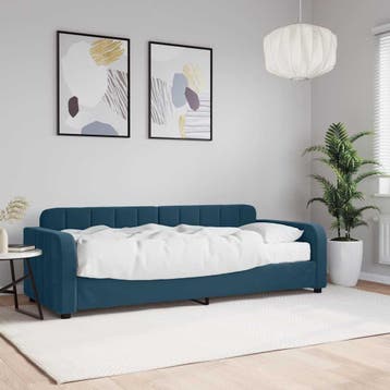 vidaXL Slaapbank met matras 80x200 cm fluweel blauw, Eenpersoons, Nieuw, 80 cm, 200 cm